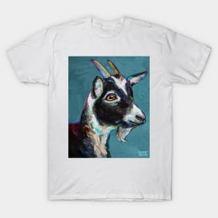 Cute Baby Goat on Blue T-Shirt